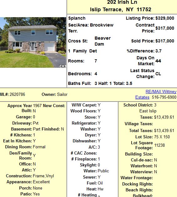 Islip Terrace, Long Island House Sold 317,000.00